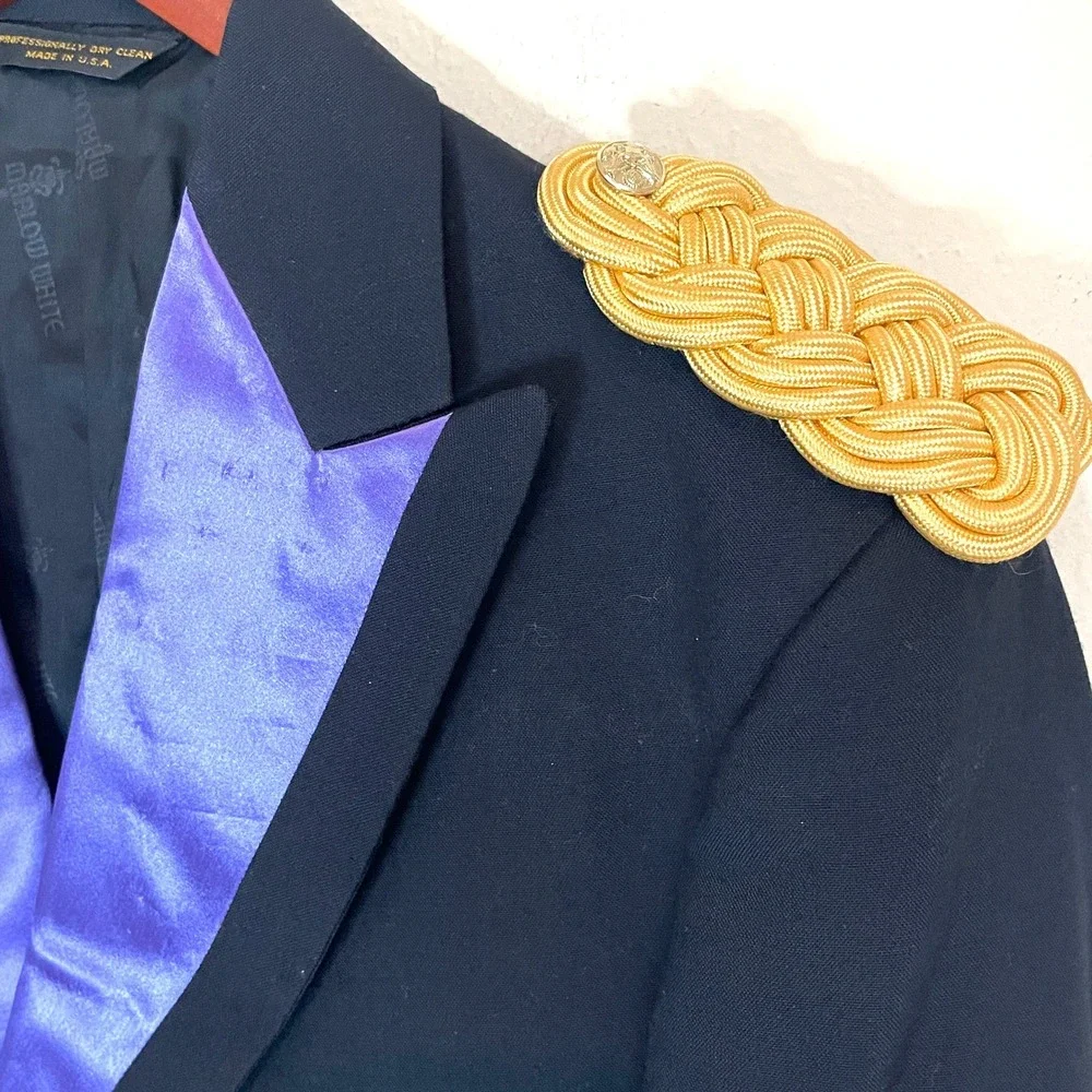Marlow White Military Mess Dress Jacket 44R Purple Lapel Gold Epaulettes USA Men